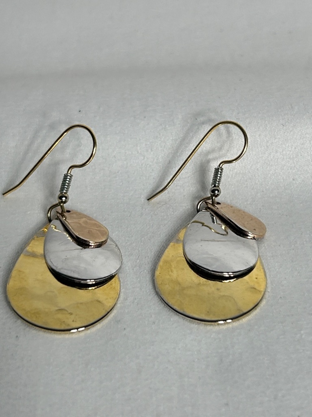 Silver Copper & Gold-Tone Teardrop Layered Dangle Earrings - Women Jewelry